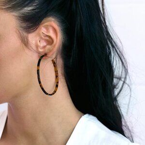 Lulus Bernice Tortoise Hoop Earrings Brown
